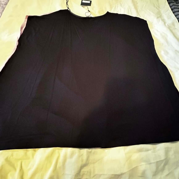 NEW PHOTOS! CAP SLEEVE TOP, BLACK & PINK, SIZE 4X, VERTICAL COLOUR BLOCK, JERSEY - Picture 10 of 11